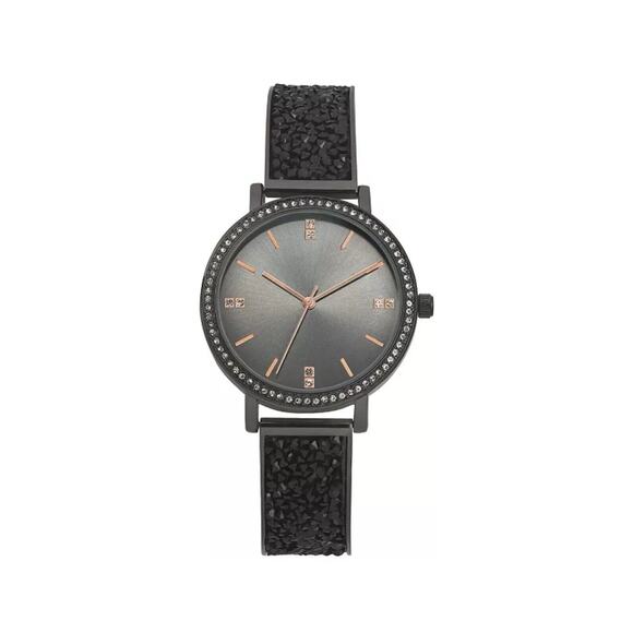 Black Tone Druzy Stone Women\'s Watch Trendy Fashion Stunning Crystal Bezel NWT main image 11